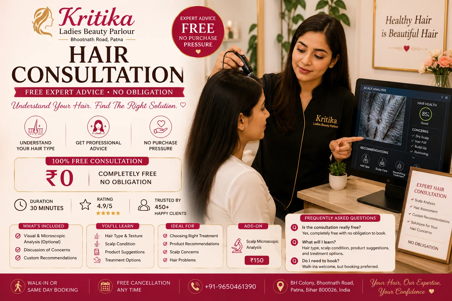 Hair Consultation | Free Expert Advice Patna at Kritika Ladies Parlour Patna